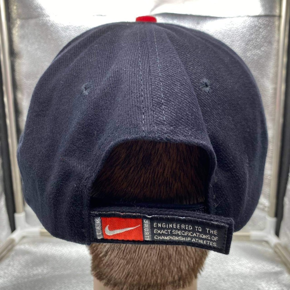 Nike University of Maryland Terrapins Men OS Navy Red Vertical Stripe Swoosh Hat - Picture 8 of 10